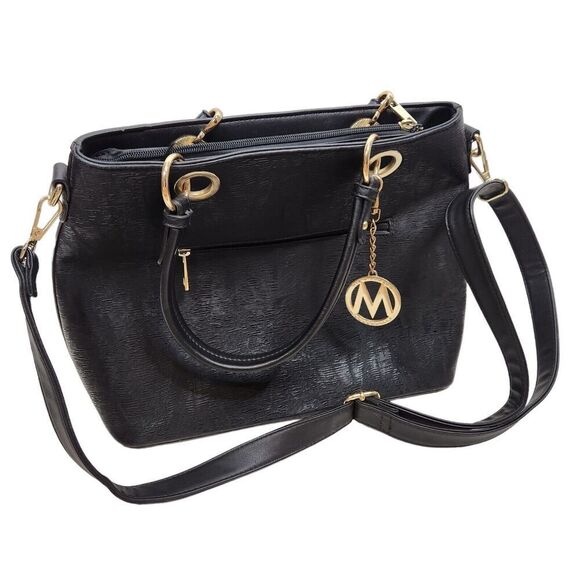 Handbags - MKF Collection by Mia K Farrow Bag Black Embossed Faux Leather Handbag Tote